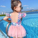水着 キッズ 女の子 夏 速乾 伸縮性 カラフル 鮮やか かわいい 背中開き ワンピース 人魚柄 マーメイドデザイン プール 海水浴 ビーチ リゾート ナイロン素材