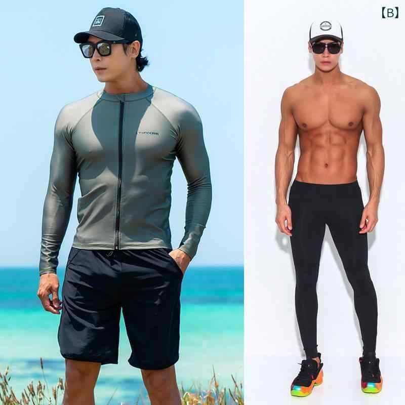 ラッシュガード メンズ UVカット 速乾 長袖 保温 トップス マリンスポーツ ダイビング サーフィン シュノーケリング 海水浴 プール 男性用 スイムウェア(x2)