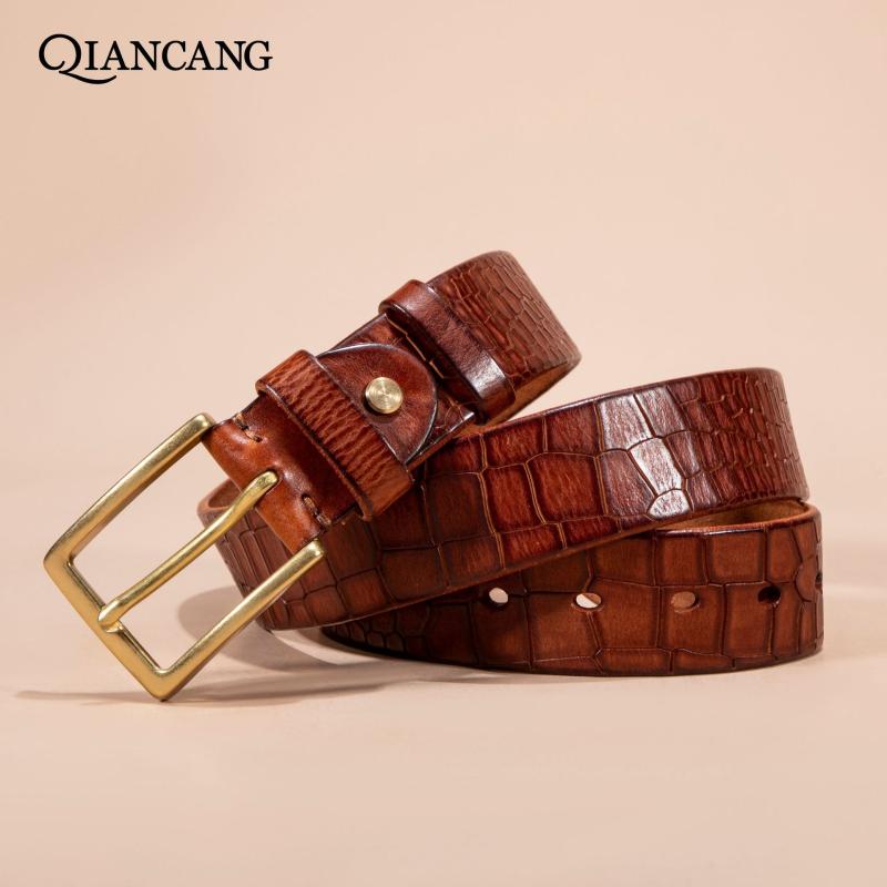 ベルト メンズ 本革 牛革 植物タンニン鞣し 純銅製 青銅バックル ピンバックル 高級感 ビジネス カジュ..