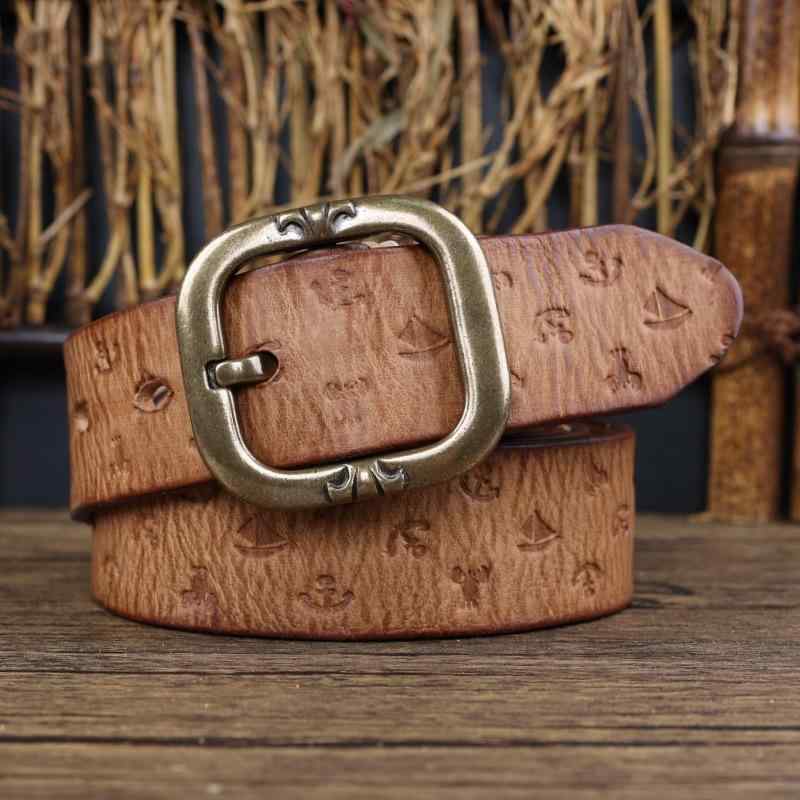 ベルト メンズ 本革 牛革 ベジタブルタンニンレザー ハンドメイド ヴィンテージ エンボス加工 銅バック..