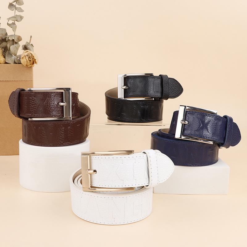 ベルト メンズ 本革 牛革 ピンバックル アルファベットロゴ 上質 カジュアル デニム ジーンズ ビジネス..