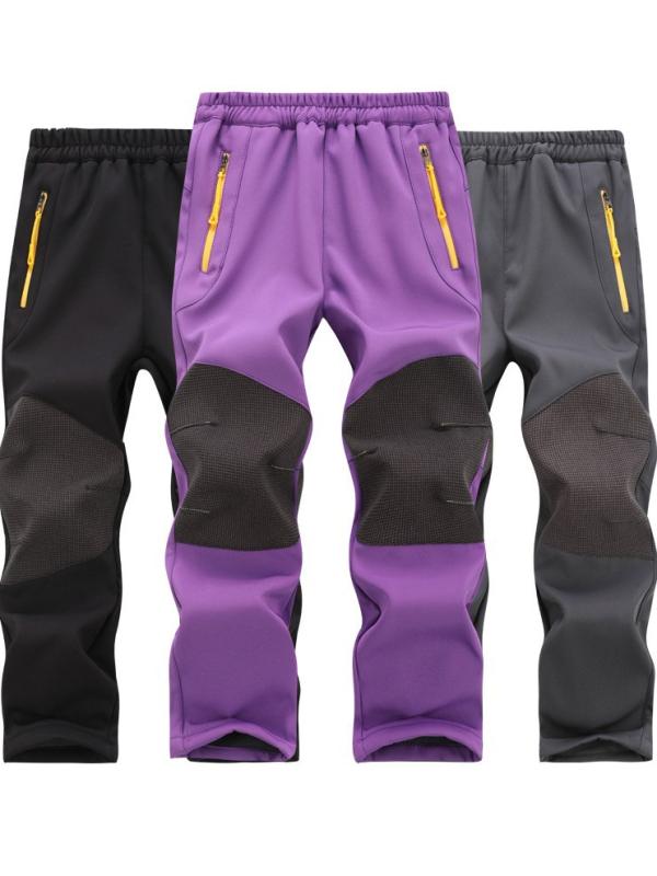 パンツ キッズ 男女兼用 防水 防寒 撥水 保温 透湿 裏フリース アウトドア ソフトシェル 登山 ハイキング キャンプ スキー 雪遊び 秋冬 ポリエステル