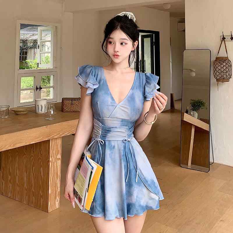 ワンピース水着 レディース 体型カバー スカート 小胸カバー 着痩せ効果 リゾート 海水浴 プール 旅行 胸パッド付き ワイヤーなし おしゃれ 日韓風