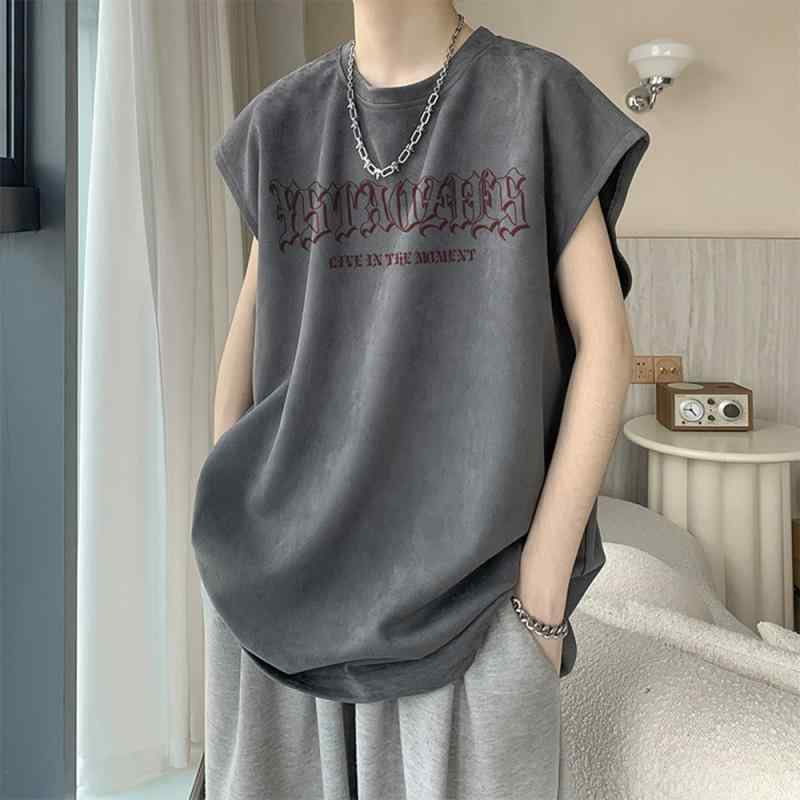 ノースリーブTシャツ メンズ 春夏 シワになりにくい ゆったり オーバーサイズ 再生繊維 ポリエステル バスケットボール スポーツ カジュアル ストリートファッション 部屋着