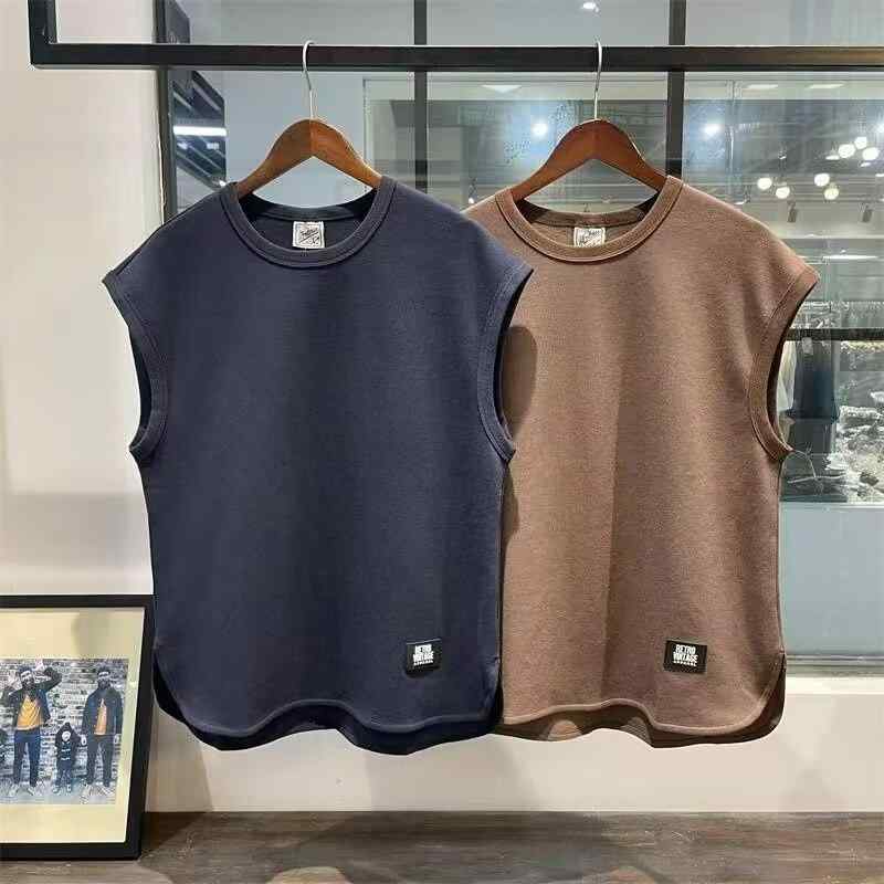 タンクトップ メンズ 通気性 速乾 ゆったり クルーネック 無地 アメカジ 普段着 カジュアル おしゃれ 着回し抜群 春夏 ノースリーブ(4)