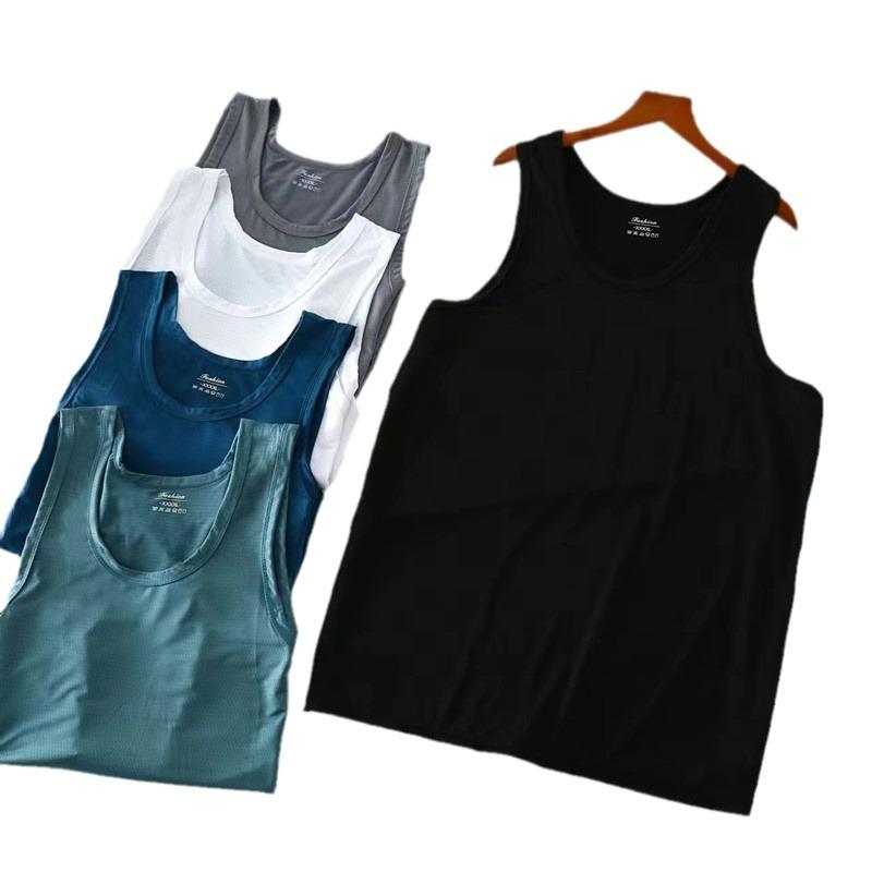 接触冷感 吸汗速乾 通気性 タンクトップ メンズ 薄手 メッシュ スポーツウェア ルームウェア 普段使い 大きいサイズ ビッグシルエット 丸首 ノースリーブ インナー 夏用(x2)