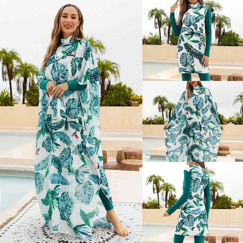 水着 レディース イスラム教徒向け 全身カバー 体型カバー 日焼け防止 UVカット 長袖 ハイウエスト コ..