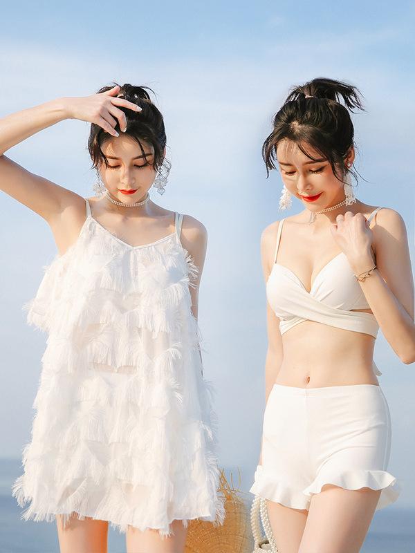 水着 レディース 体型カバー セパレート 三点セット ビキニ カバーアップ 谷間メイク ワイヤー入り セクシー シンプル 温泉 リゾート 水泳 海水浴