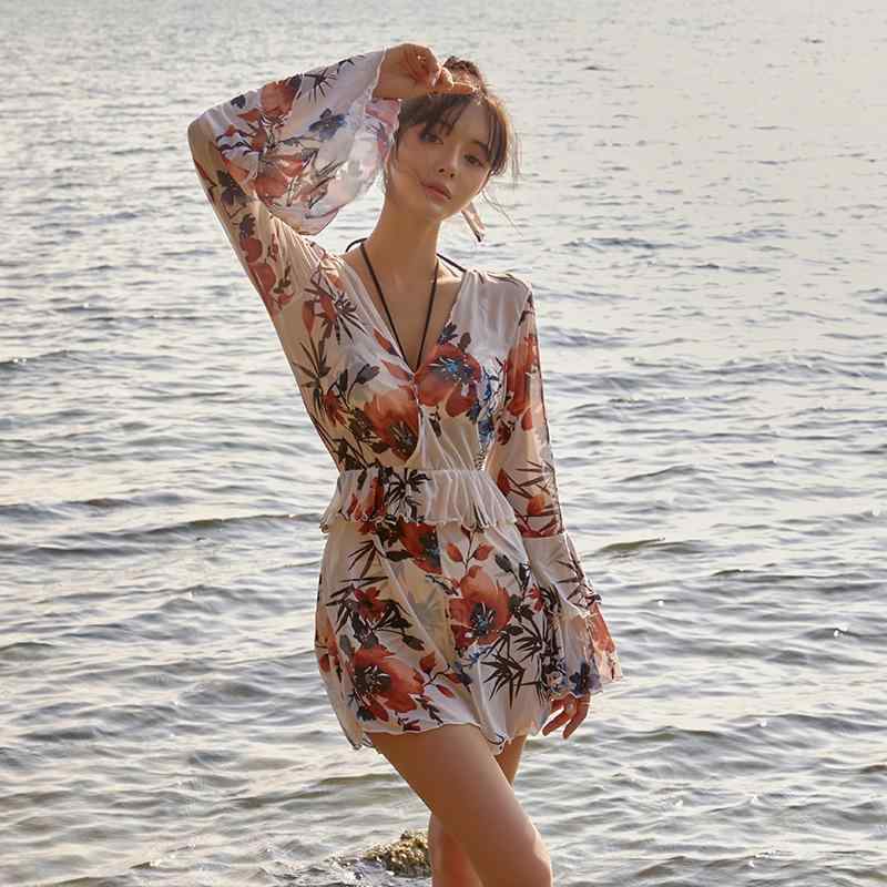 水着 レディース 春夏 おしゃれ ビキニ セクシー 3点セット 寄せ上げ 体型カバー セパレート 温泉 ワイヤー入り パッド付き 花柄 リゾート ビーチ スカートタイプ 大人用 ナイロン素材