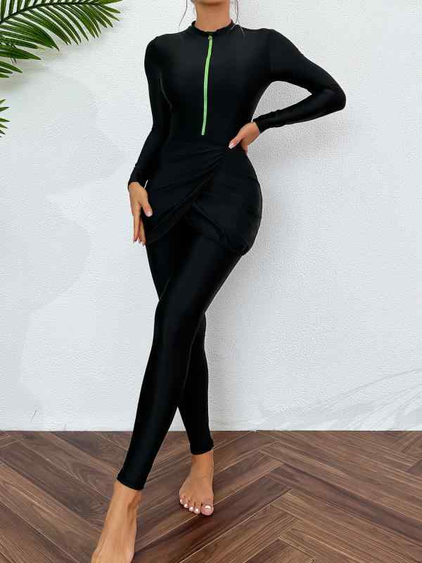 水着 レディース イスラム教徒向け 中東スタイル 保守的 長袖 ロングパンツ UVカット 3点セット 無地 ..