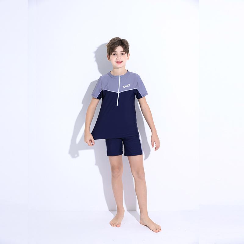 水着 男の子 キッズ 速乾 セパレート 秋冬 ジュニア 学生用 スクール 体型カバー 上下セット スイムパンツ トレーニング 練習用 ナイロン混 ポリエステル素材