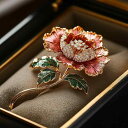 ブローチ レディース 銅製 マイクロセッティング 高級感 アート風 レトロ 中国風 牡丹の花 クラシックデザイン 装飾アクセサリー 春夏 ファッション小物(x10)