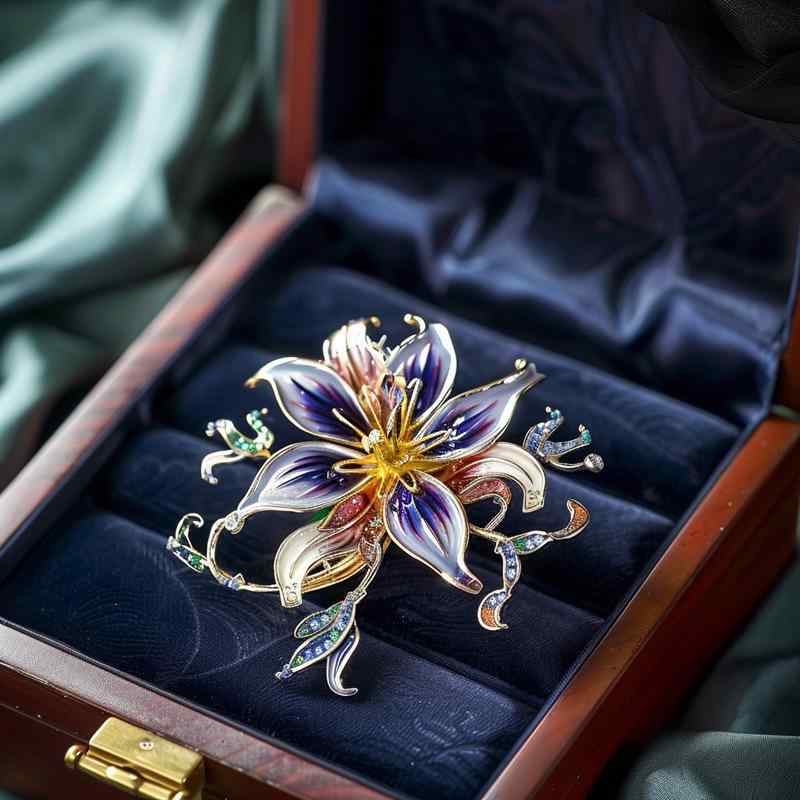 ブローチ レディース 百合の花 レトロ 高級感 銅製 滴油加工 コート用ピン 装飾 記念品 ギフト プレゼント フォーマル パーティー 結婚式 秋冬(x10)