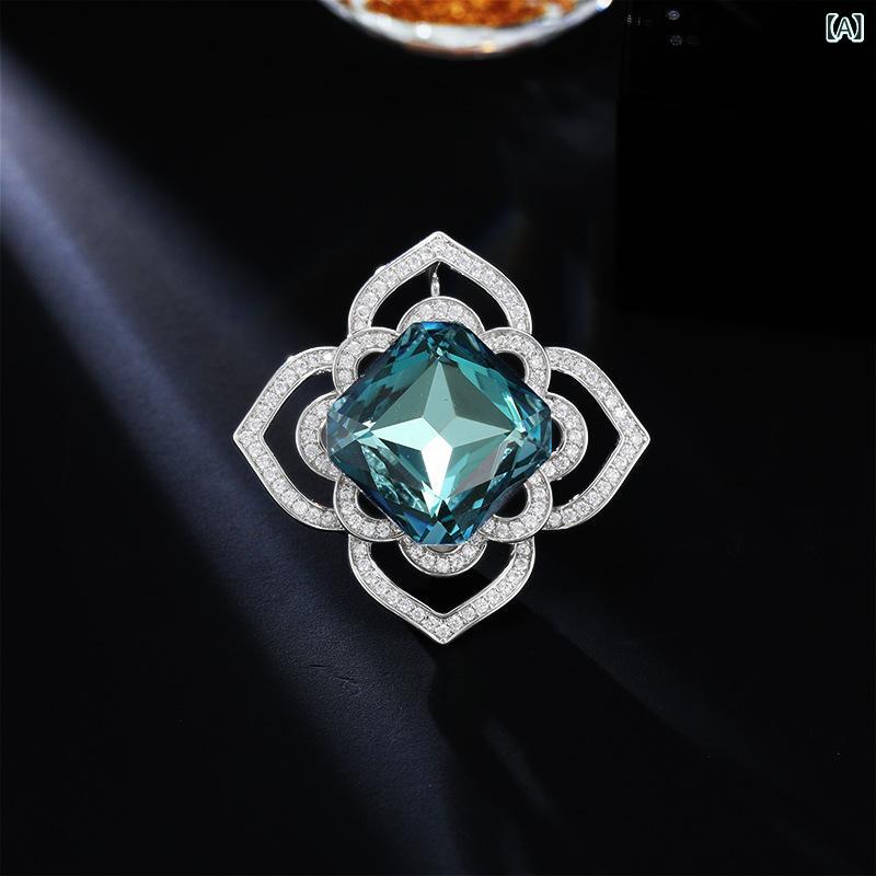 ブローチ レディース 高級感 エレガント 花モチーフ ブルークリスタル ジルコニア...