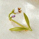 ブローチ レディース スズラン 花モチーフ エポキシ樹脂加工 おしゃれ シンプル 上品なデザイン フェミニン かわいい ギフト 記念品 女性用アクセサリー(x2)