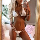 水着 レディース ビキニ クリスタル マルチカラー ストーン装飾 ホルターネック セクシー 胸パッド付き 無地 ナイロン スパンデックス 三角タイプ 温泉 プール リゾート(x2)