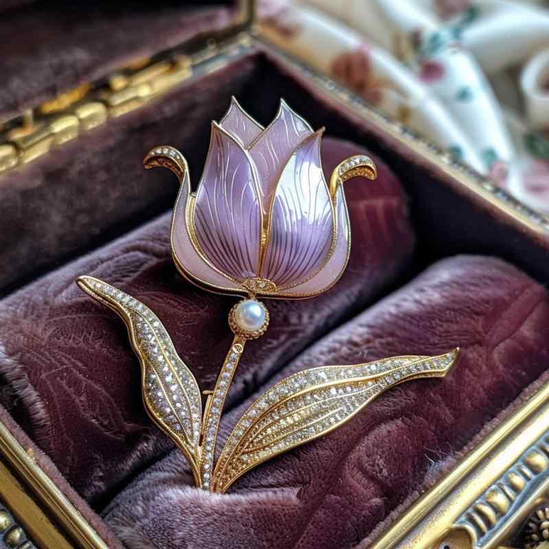 ブローチ レディース K18金メッキ 電気メッキ加工 チューリップ フラワー オリジナルデザイン パーティー エレガント お呼ばれ 結婚式 高級感 おしゃれ 上品 フォーマル ギフト プレゼント 贈り物 秋冬(x10)(4)