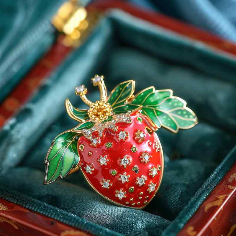 ブローチ レディース 高級感あふれる ヴィンテージ風 エナメル いちご ジルコニア フルーツ 銅製 電気メッキ加工 上品 プレゼント ギフト おしゃれ(x10)(4)