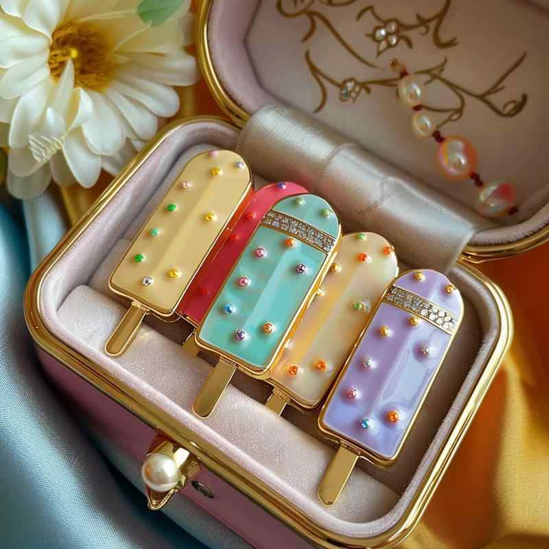 ブローチ レディース 高級感 マカロン バイカラー アイスバー ジュエリーデザイン 電気メッキ加工 オリジナルデザイン 銅製 ペンダントトップ アクセサリー プレゼント(x10)