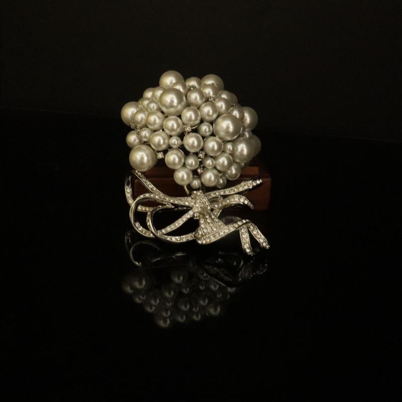 ブローチ メンズ レディース 男女兼用 フレンチロマンティック レトロ パール フラワーブーケ マイクロセッティング ジルコニア アジサイ エレガント 高級感 ...