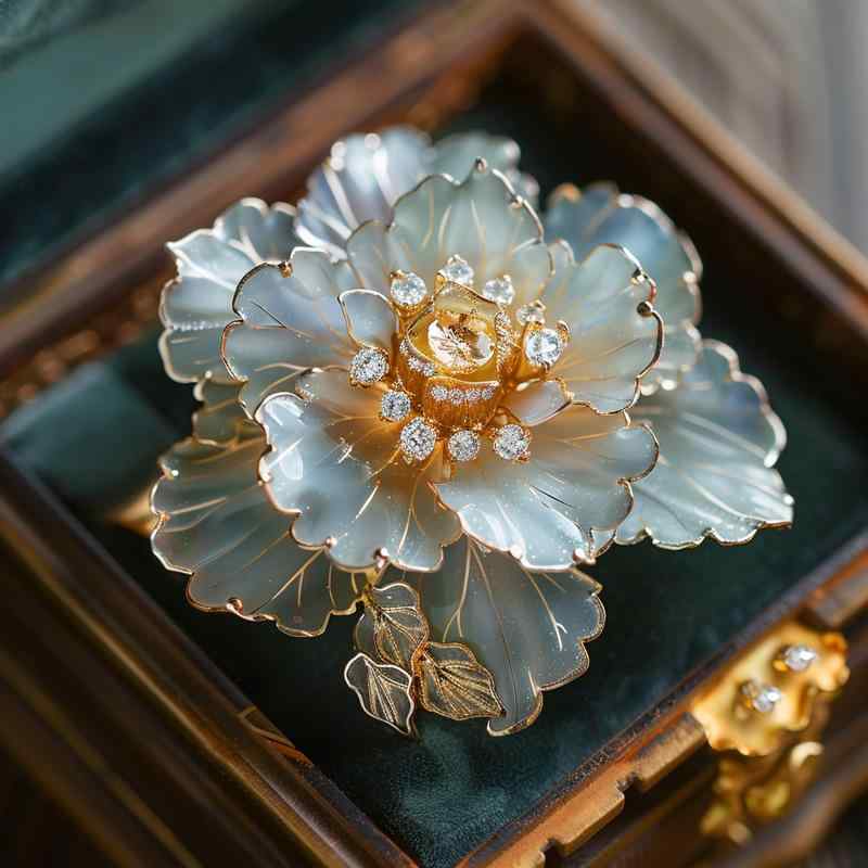 ブローチ レディース 中国風 伝統工芸 ハンドメイド 豪華 上質 滴油加工 ブルー 牡丹 花 ペンダント兼..