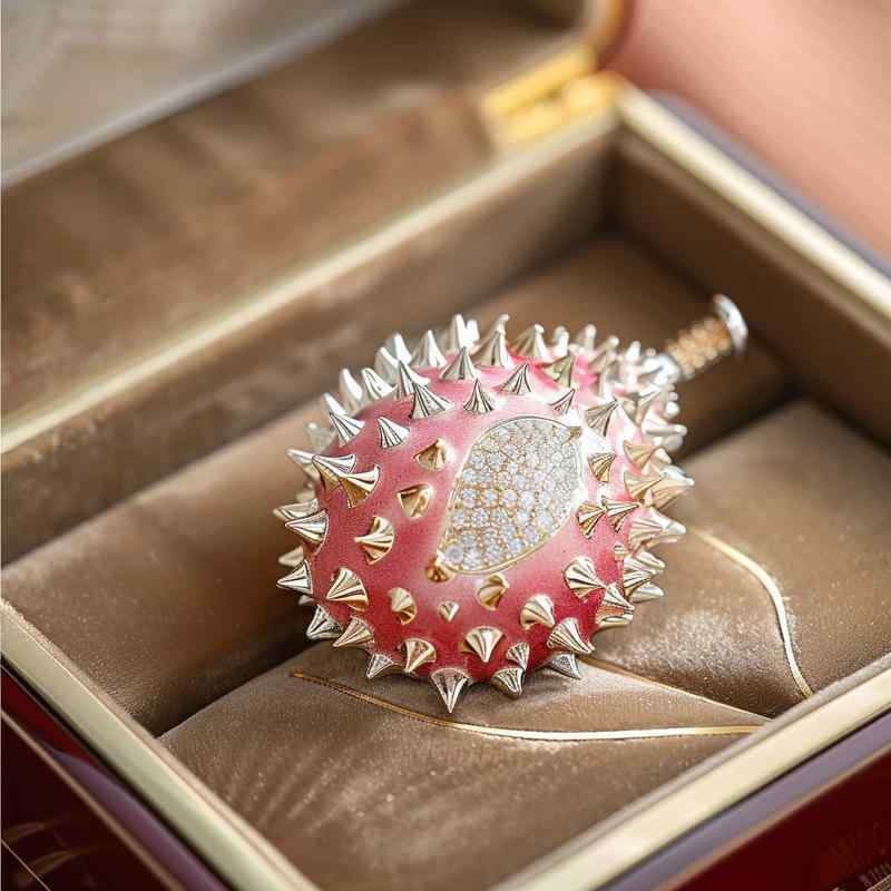 ブローチ レディース オリジナルデザイン フルジルコニア ドリアンモチーフ フルーツ 高級感 ラグジュ..