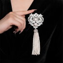 ブローチ レディース S925純銀 鳳凰 パール タッセル 上品 エレガント 高級感 フルジルコニア装飾 12mmパール 入学式 卒業式 結婚式 オケージョン