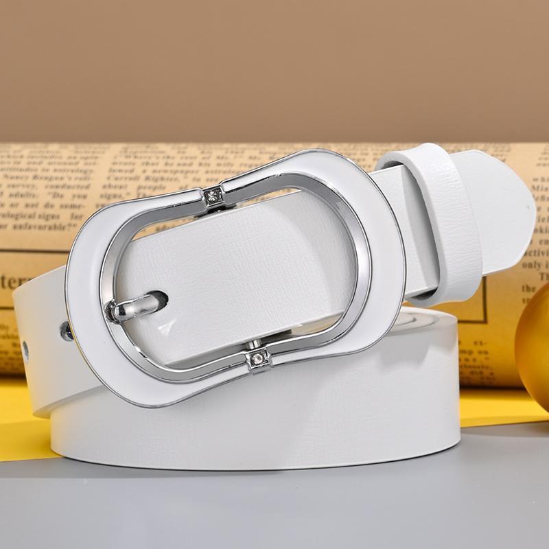 ベルト レディース 牛革 ピンバックル スクエアバックル 幅広 シンプル 万能 おしゃれ デニム ジーンズ カジュアル フォーマル ウエストマーク ホワイト ブラック レッド(4)