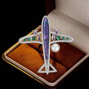 ブローチ 男女兼用 高級感 ジルコニア スペースシャトル 個性的 クリエイティブ 上品な シルバー 銅製 電気メッキ加工 スーツ ジャケット コート アクセサリ...