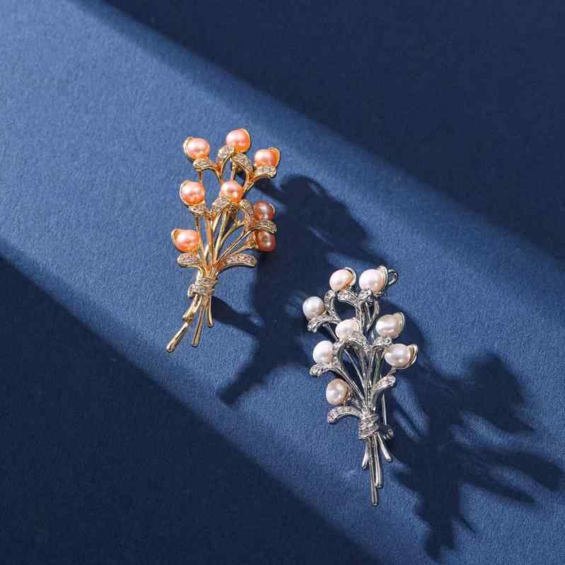 ブローチ レディース 天然淡水パール 麦穂モチーフ 上品 エレガント フォーマル 結婚式 披露宴 入学式 ..