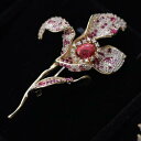 ブローチ レディース 女性用 高級感 宝石 フラワーモチーフ コサージュ フランス アンティーク ヴィンテージ風 精巧 手作業 装飾 服飾アクセサリー プレゼン...