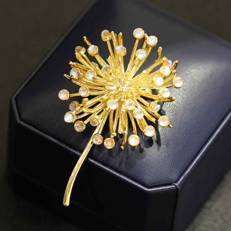 ブローチ レディース 高級感 立体的 タンポポ 花束 金メッキ 華やか スタイリッシュ エレガント 銅製 ファッション通勤 オフィス スカーフ留め ギフト