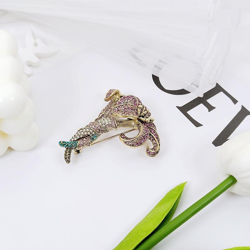 ブローチ ユニセックス 立体 ジルコニア フラワー ツタモチーフ 金メッキ レトロ風 アンティーク調 エレガント 上品 小ぶり 多用途 オールシーズン対応 通勤 オフィス カジュアル(4)