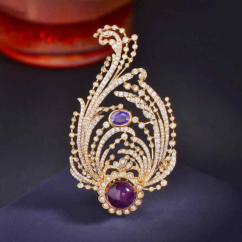 ブローチ レディース フレンチレトロ 個性的 マイクロセッティング ジルコニア 銅製 電気メッキ加工 エ..