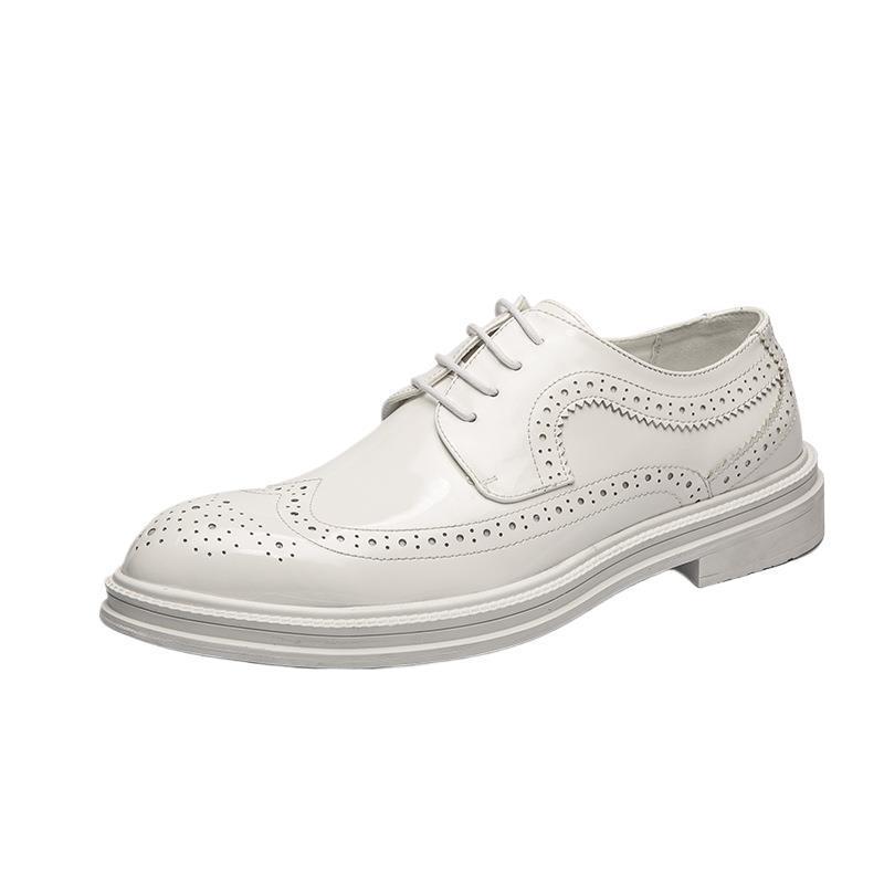 革靴 メンズ シークレットシューズ 厚底 ポインテッドトゥ ブローグ ウィングチップ 夏 カジュアル ビ..