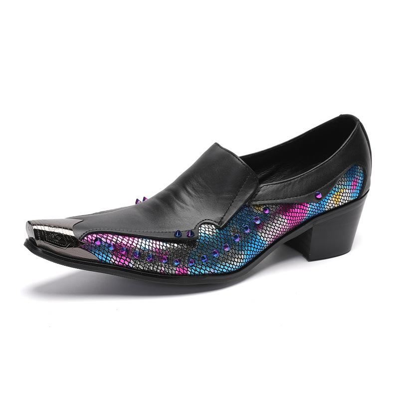 革靴 メンズ 男性用 シークレットヒール 6cmアップ 通気性 本革 牛革 花柄デザイン ポインテッドトゥ ..