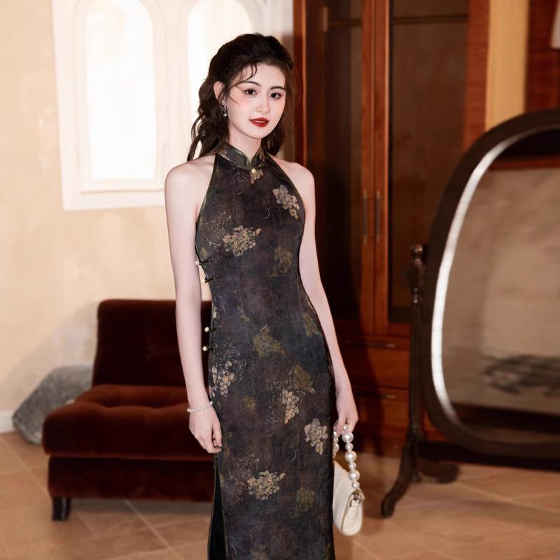 チャイナドレス レディース ノースリーブ 春夏 着痩せ効果 高級感 上品 エレガント レトロ 民国 オールド上海 新中華風 スタンドカラー..