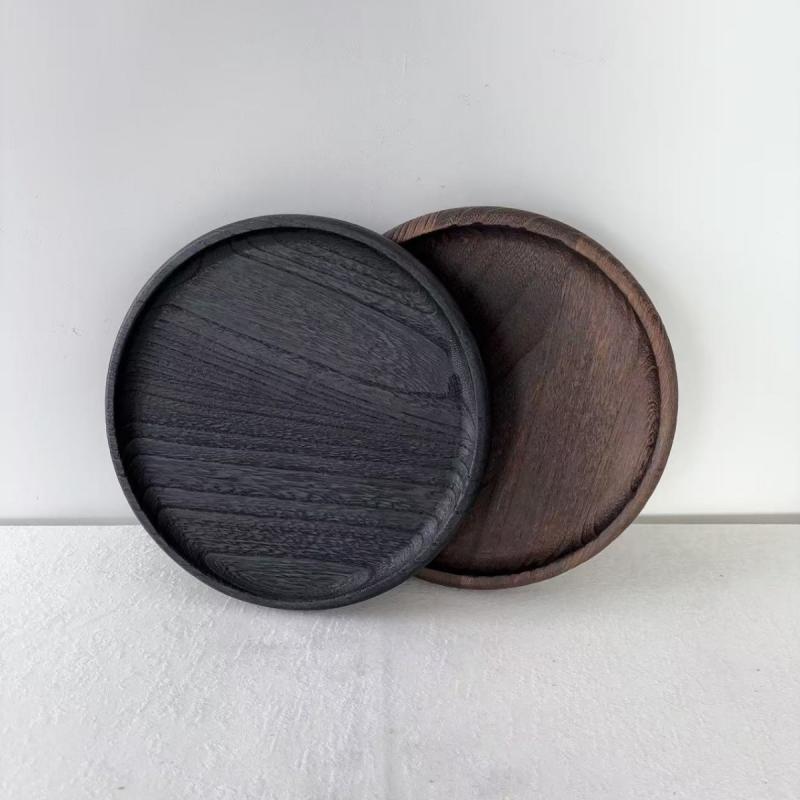 楽天モズラボディスプレイラック 木製 焼き加工 丸型 多機能収納 飾り棚 ベランダ 観葉植物 花台 フルーツトレイ お菓子皿 小物入れ 桐材 和風