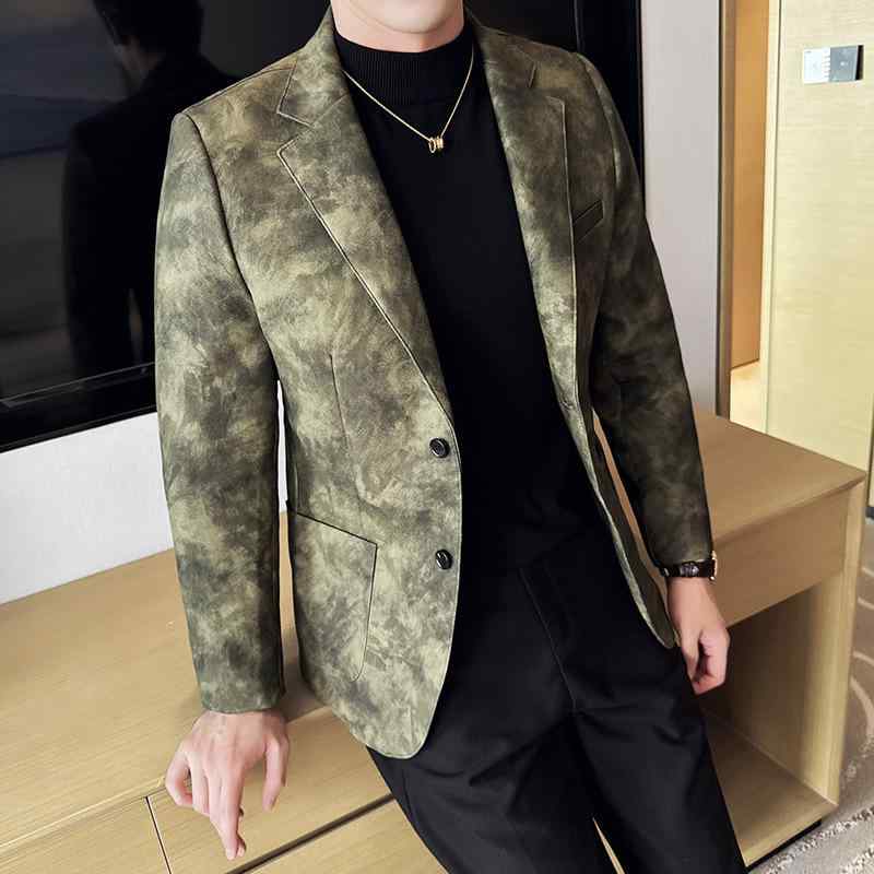 ジャケット メンズ シワになりにくい スリムフィット フェイクレザー チェック柄 テーラードジャケット 春秋冬 カジュアル デイリーユース ビジネスアウター