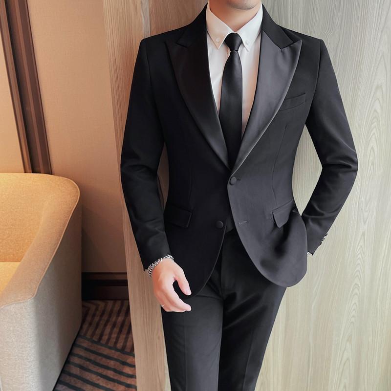 ジャケット メンズ ノーアイロン スリムフィット シングル 2つボタン ポリエステル混紡 ビジネス 通勤 オフィス 上質 黒 無地 オールシーズン