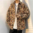 シャツ メンズ 厚手 形態安定 長袖 ゆったり オーバーサイズ スクエアカラー 花柄 香港風 レトロ ストリート デザイン ペアルック カップル カジュアル 春秋 シャツアウター|詳細画像