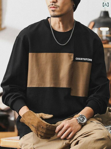 Tシャツ メンズ 280gヘビーウェイト ゆったり 長袖 アメカジ クルーネック 配色切り替え ロゴプリント 抗菌 コットン カジュアルウェア 秋冬