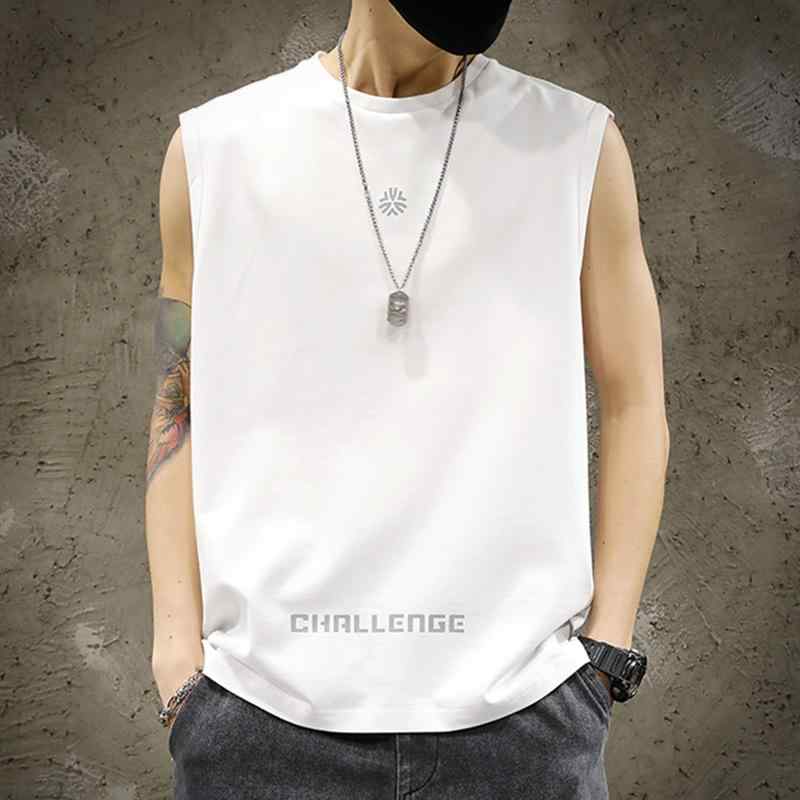 Tシャツ メンズ ノースリーブ 薄手 コットン100% ゆったり ルーズフィット 無地 スポーツ カジュアル 部屋着 ホワイト 春夏 日系 丸首