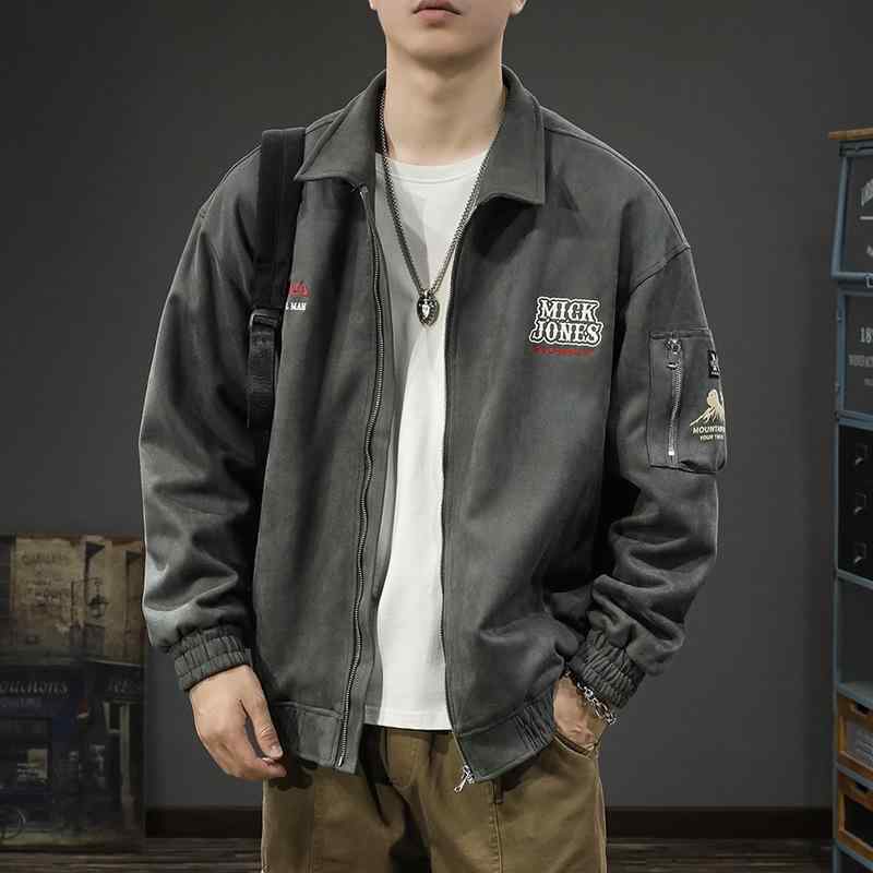 ブルゾン メンズ 防風 耐摩耗 厚手 スエード ゆったり ルーズフィット ストリートカジュアル ヴィンテージ ワークスタイル スタジャン ジップアップ 多ポケット 大きいサイズ 秋冬