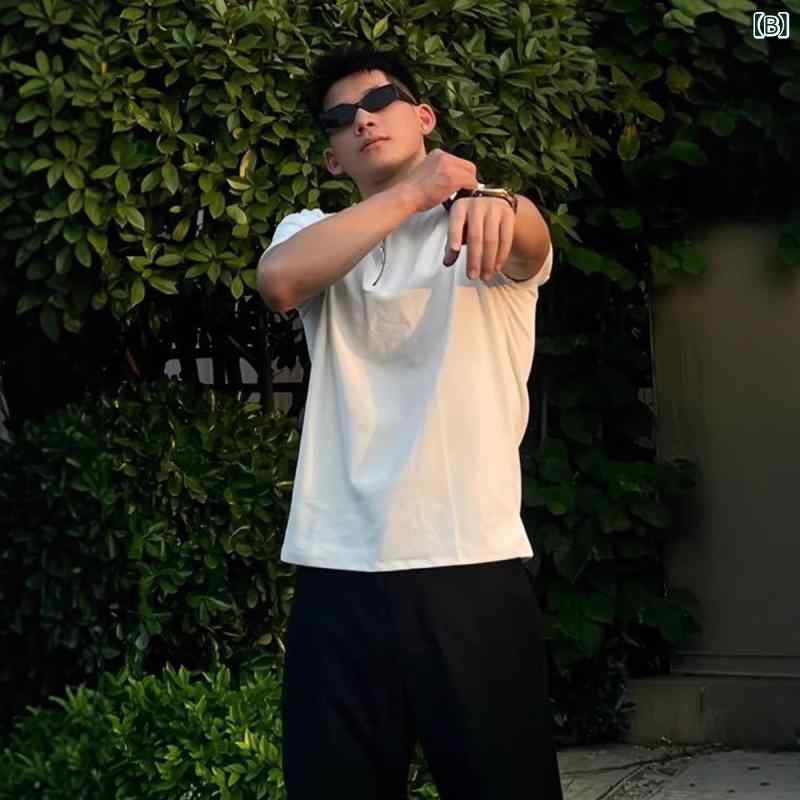 Tシャツ メンズ ヘンリーネック ヘビーウェイト 厚手 綿混 通気性 半袖 大きいサイズ ゆったり ビッグシルエット 肩幅強調 筋肉見え スタイルアップ スポーツ トレーニング アメカジ 夏物