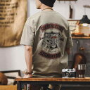 Tシャツ メンズ 抗菌 ヘビーウェイト アメカジ ルーズフィット ドロップショルダー 半袖 クルーネック コーマ綿 シワになりにくい デイリーユース プリント カジュアル 春夏