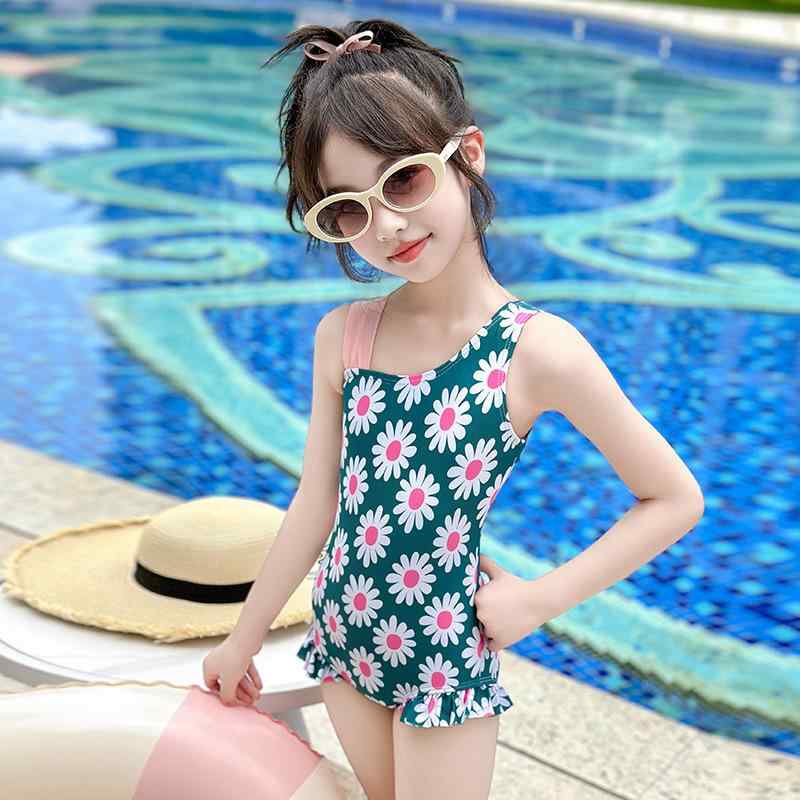 水着 速乾 女の子 ジュニア キッズ キャミソール ワンピース プリンセスデザイン プール ビーチ 海 スイミング 小学生 中学生 ポリエステル グリーン フェミニン かわいい おしゃれ