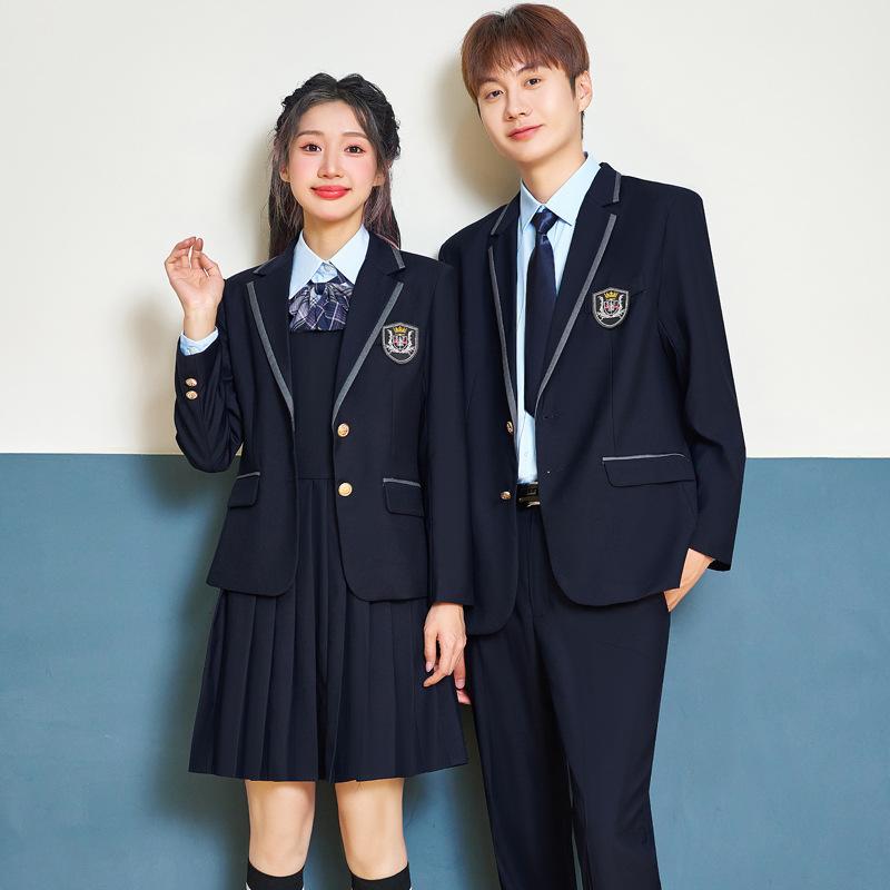 制服 レディース ネイビー スーツ セットアップ ジャケット プリーツスカート スクール風 JKスタイル フォーマル 春秋 通学 通勤 ビジネス ポリエステル素材 上品