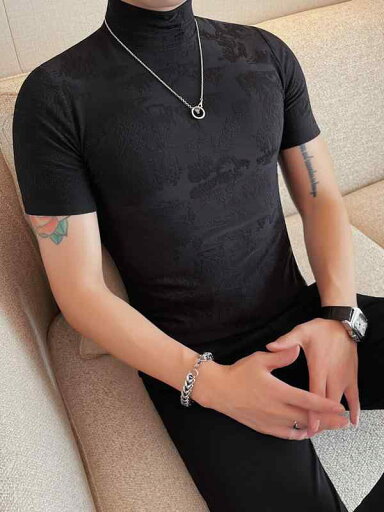 Tシャツ メンズ 春夏 半袖 モックネック スリムフィット 細身 接触冷感 ストレッチ 高弾性 ポリエステル クール おしゃれ デザイン柄 カジュアル 普段使い Tシャツ メンズ 春夏 半袖 モックネック スリムフィット 細身 接触冷感 ストレッチ 高弾性 ポリエステル クール おしゃれ デザイン柄 カジュアル 普段使い