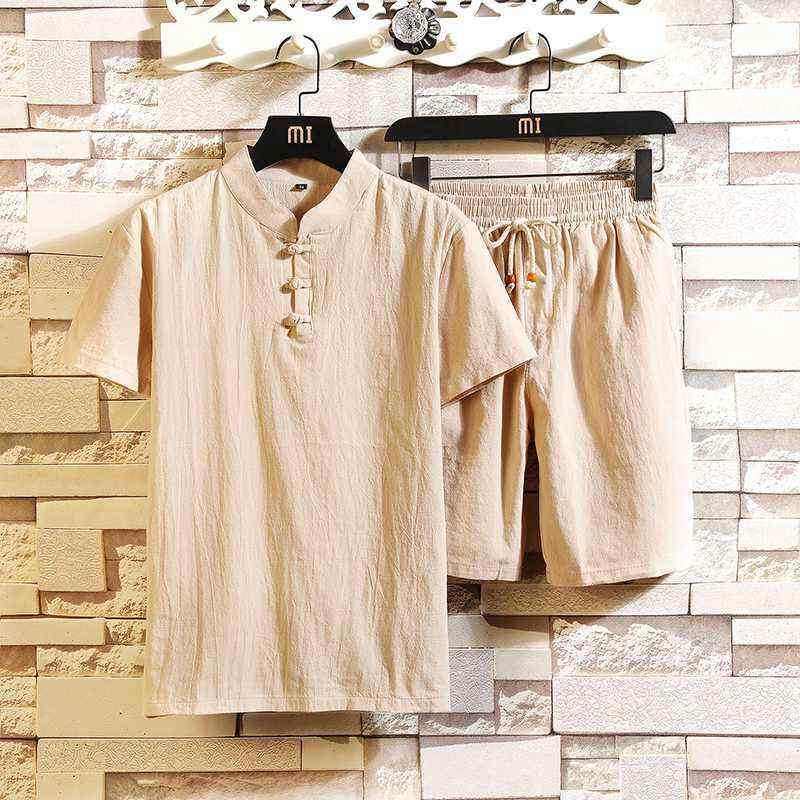 漢服風セットアップ メンズ 中高年向け 綿麻 リネン 通気性 清涼感 快適 チャイナボタン ゆったり 大きいサイズ 春夏 部屋着 ルームウェア カジュアル 父の日ギフト